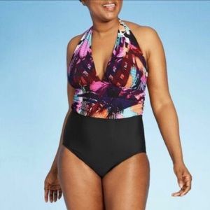 Aqua Green Multicolor One-Piece Swimsuit